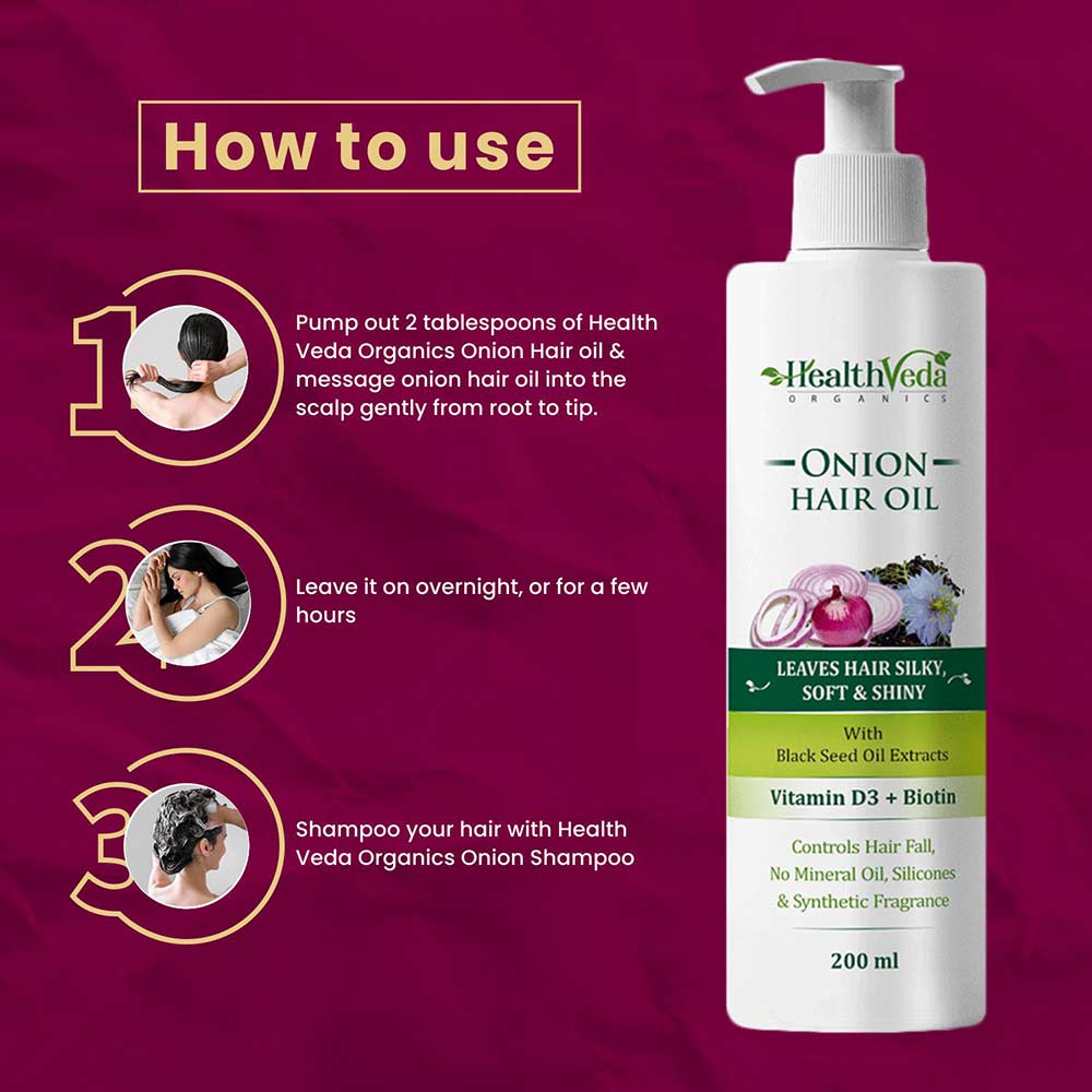 4 - Health Veda Organics Onion Hair Oil,  200 ml  for All Hair Type 