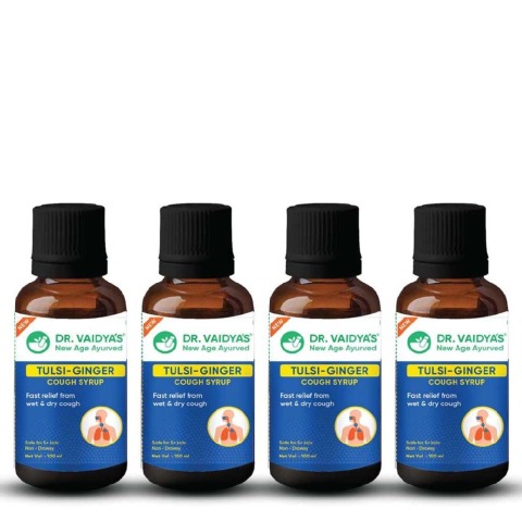 1 - Dr. Vaidya's Tulsi-Ginger Cough Syrup (Pack of 4), 100 ml