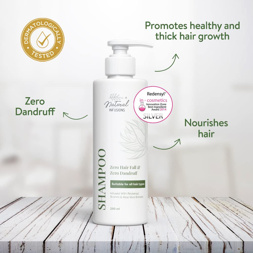 3 - Natural Infusions Zero Hair Fall & Zero Dandruff Shampoo,  250 ml  Infused with Redensyl (Pack of 6) 