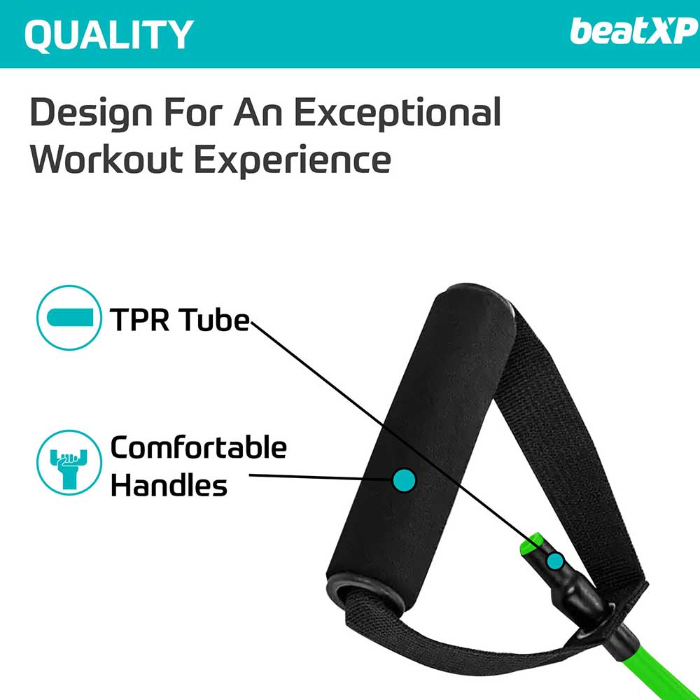 2 - beatXP Single Toning Tube with Adjustable Comfort Handles,  Green  54inch - 35 Lbs 