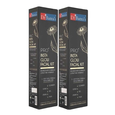 Dr Batra's Pro+ Insta Glow Facial Kit,  250 g  for Glowing Skin (Pack of 2) 