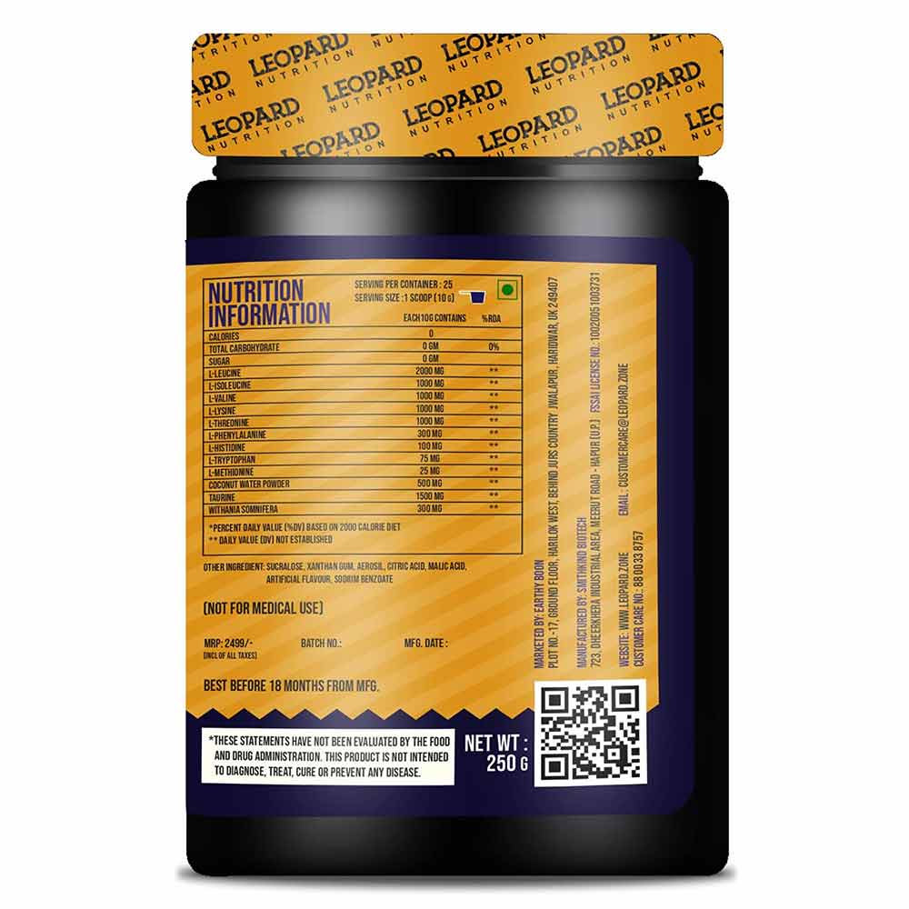 2 - Leopard Nutrition Advanced BCAA,  0.55 lb  25 Servings  Green Apple 