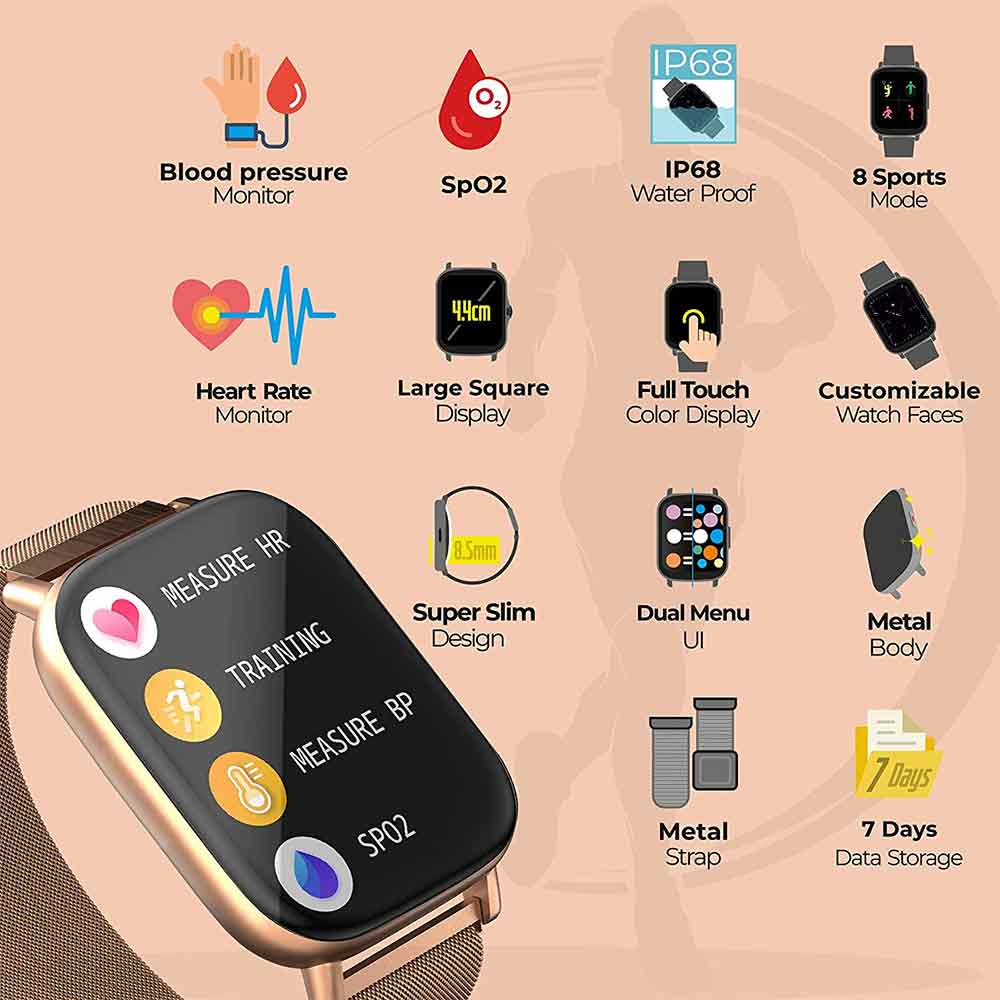 3 - Zebronics Zeb-FIT5220CH Smart Fitness Watch,  Metallic Gold  4.4 cm 