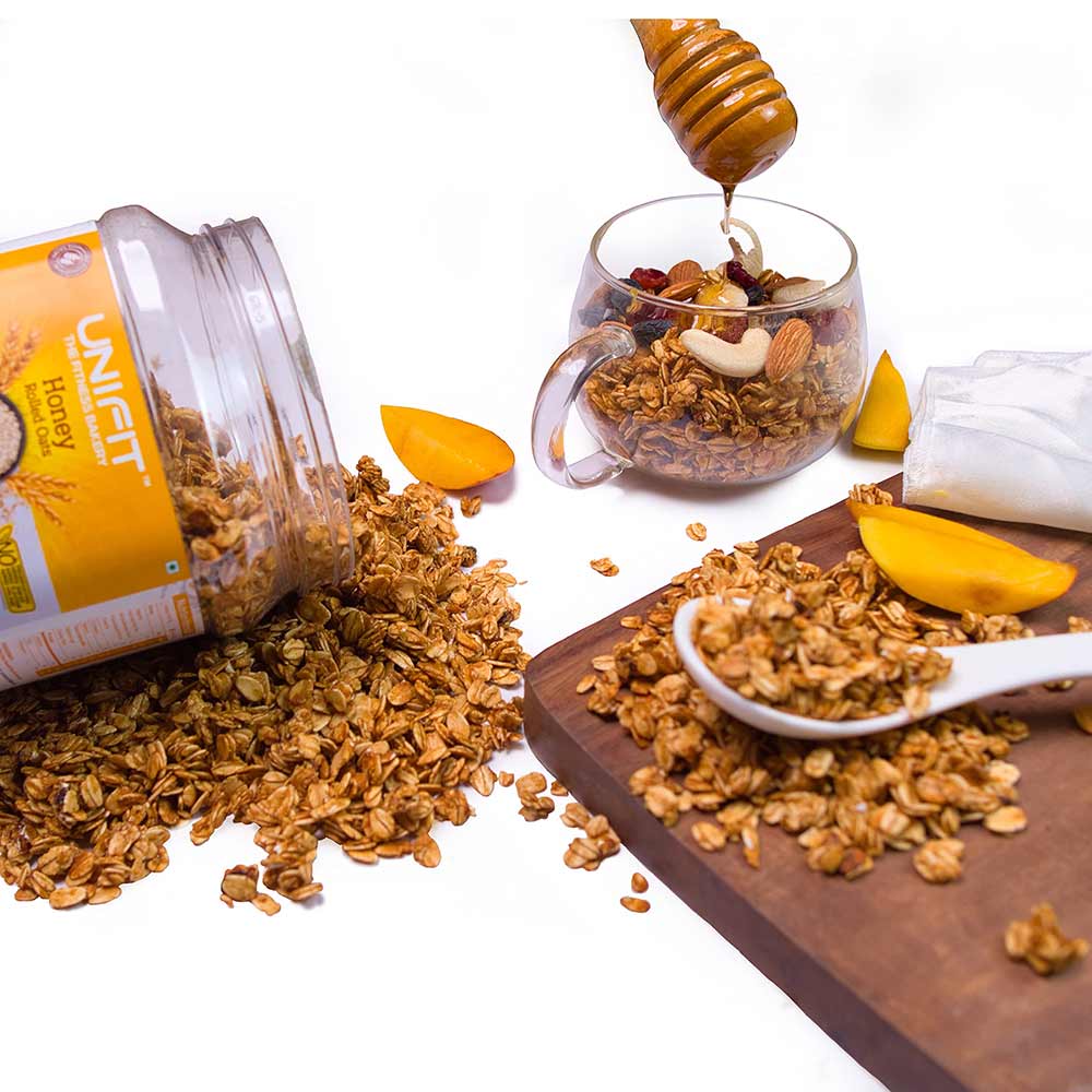 5 - UNIFIT Honey Rolled Oats,  400 g  Unflavoured 