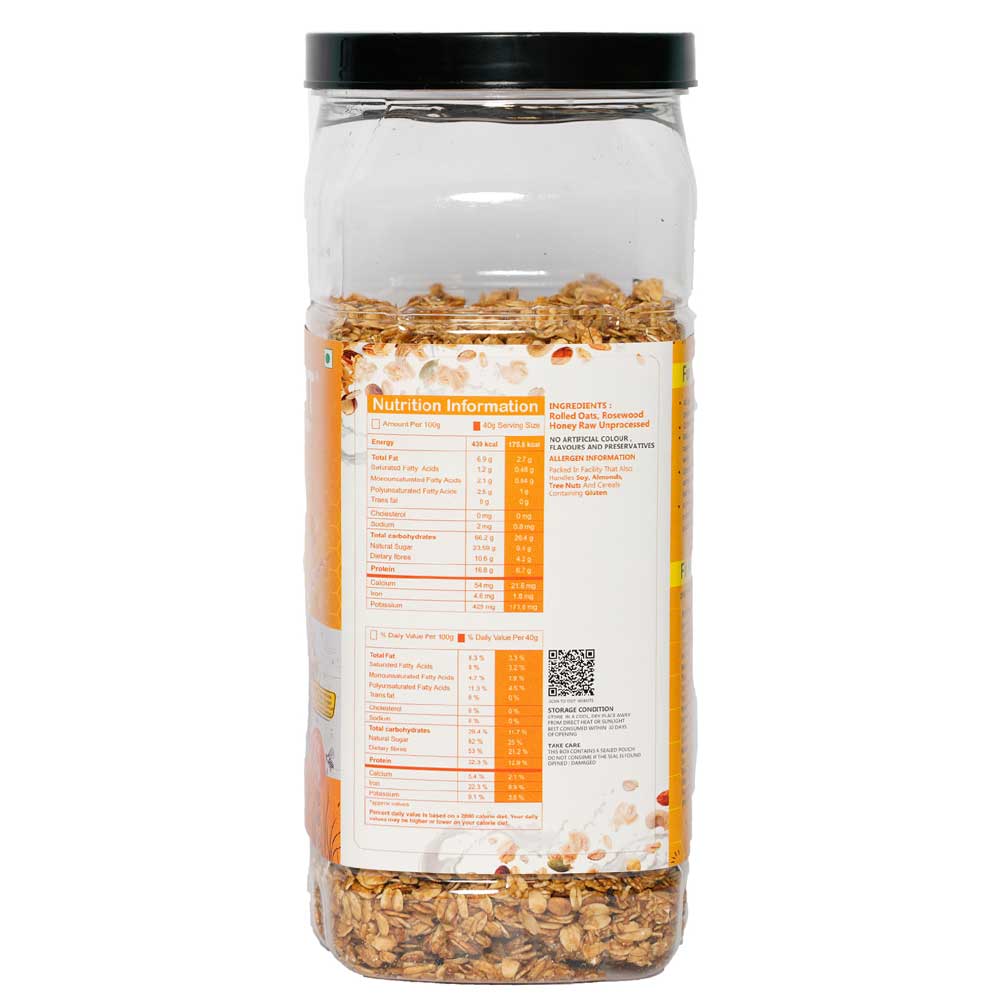 5 - UNIFIT Honey Rolled Oats,  1 kg  Unflavoured 