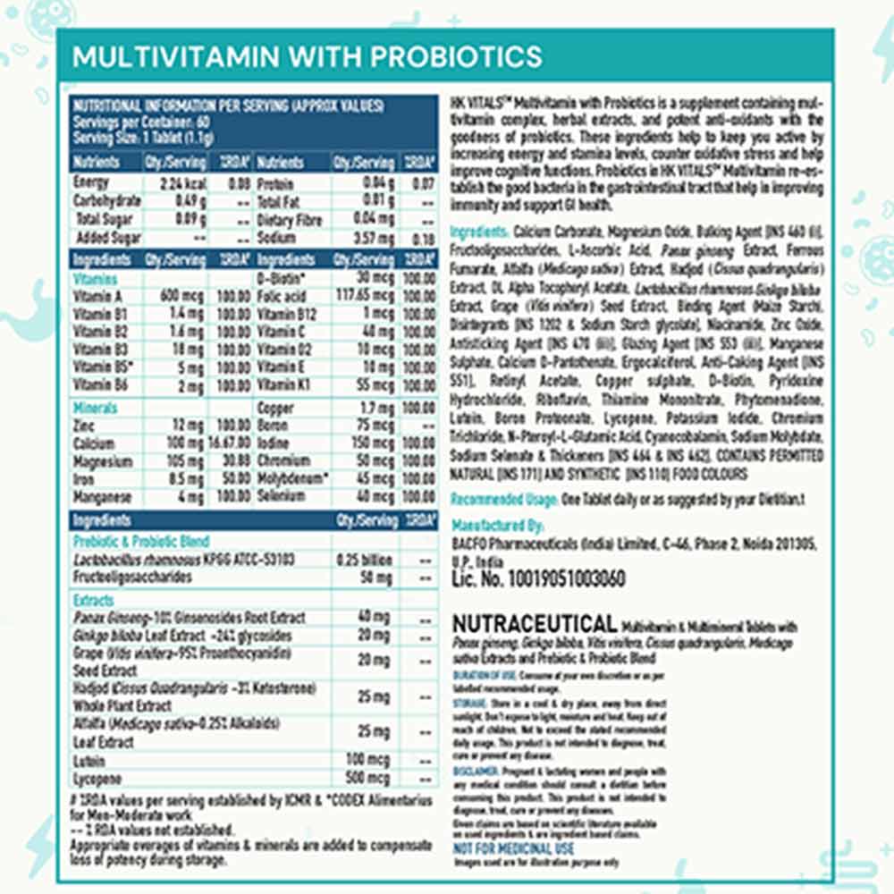 5 - HK Vitals ACV Filter 500 + Multivitamin Probiotics Combo,  60 capsules  Unflavoured 