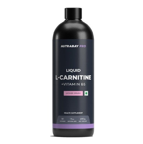 1 - Nutrabay Pro Liquid L-Carnitine + Vitamin B5, 450 ml Lychee Crush