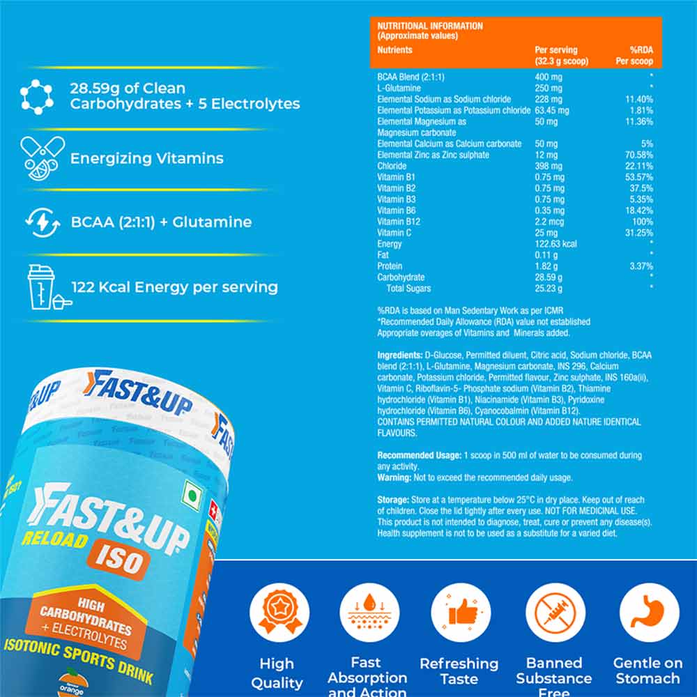 4 - Fast & Up Reload Isotonic Energy Drink,  2.2 lb  Orange 