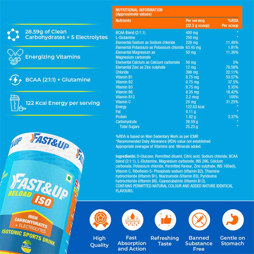 4 - Fast & Up Reload Isotonic Energy Drink,  2.2 lb  Lemon 