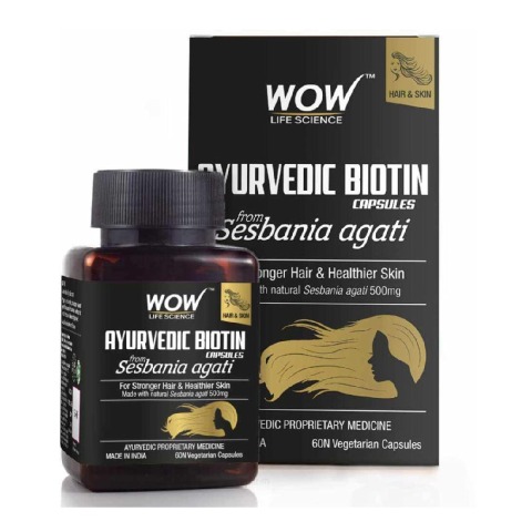 1 - Wow Life Science Ayurvedic Biotin,  60 veggie capsule(s)  Unflavoured 