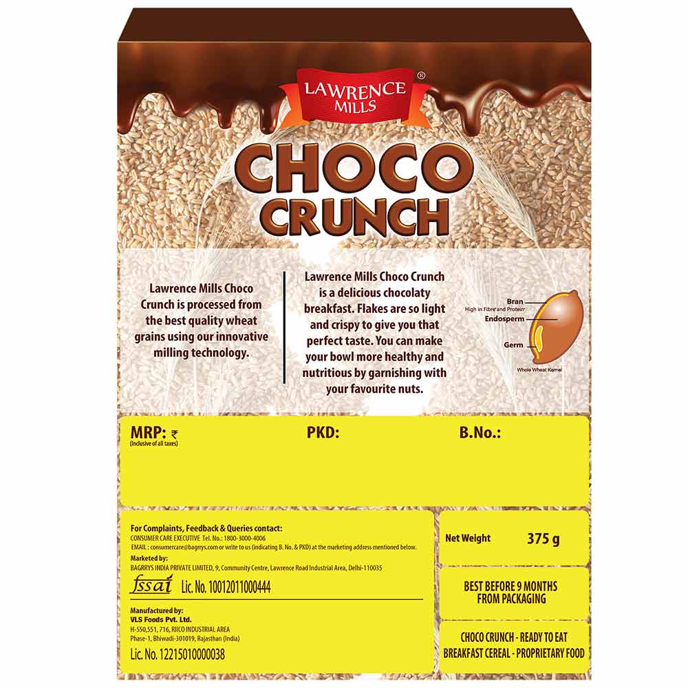 6 - Lawrence Mills Choco Crunch,  375 g  Chocolate 