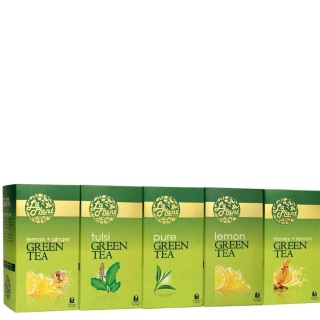 Laplant Green Tea Collection XI, 125 Tea Bag(s) Lemon Ginger, Tulsi, Pure, Lemon & Honey Lemon