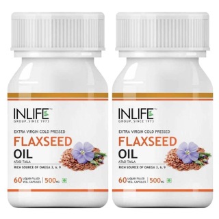 INLIFE Flaxseed Oil-Omega 3,6,9 (Pack of 2), 60 veggie capsule(s)