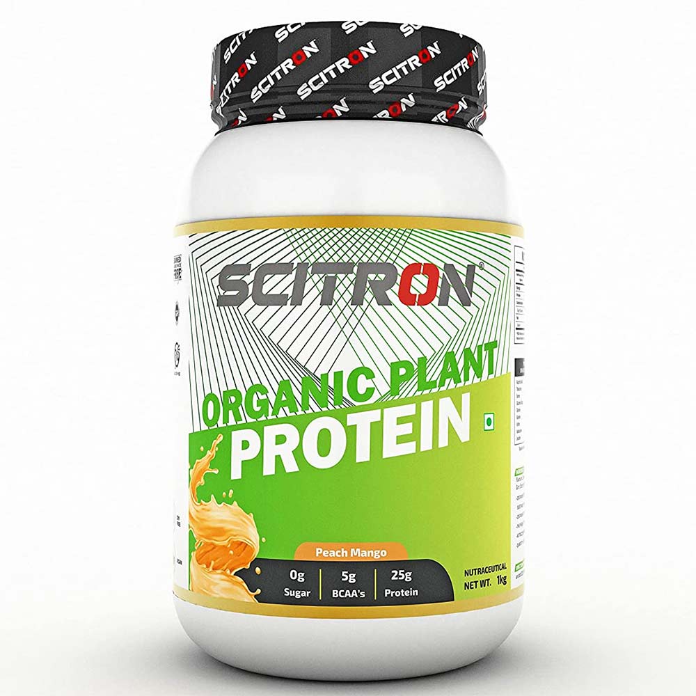 1 - Scitron Organic Plant Protein,  2.2 lb  Peach Mango 