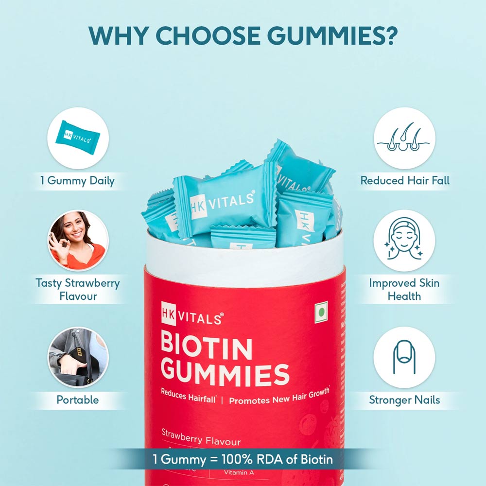 8 - HealthKart HK Vital Biotin OP,  30 gummies  Strawberry 