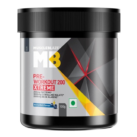 3 - MuscleBlaze PRE Workout 200 Xtreme, 0.22 lb BerryBolt