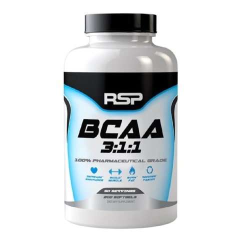 RSP Nutrition BCAA 3:1:1,  200 capsules  100 Servings  Unflavoured 