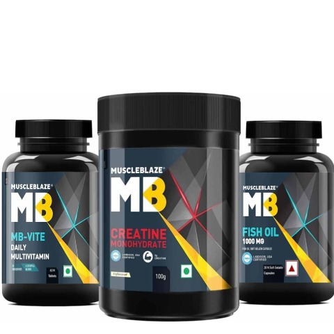 MuscleBlaze Creatine Monohydrate & MB-VITE Daily Multivitamin & Fish Oil Combo