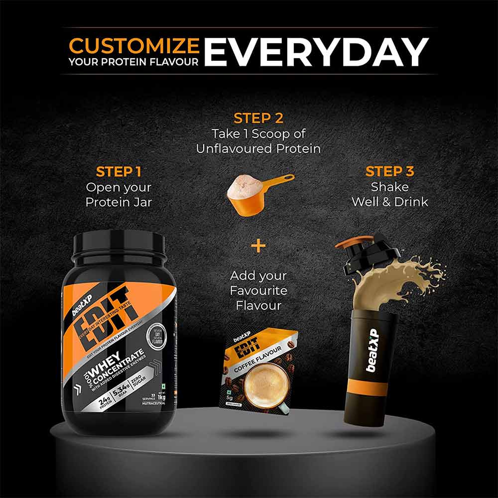 2 - beatXP EDIT 100% Whey Protein Concentrate,  2.2 lb  Unflavored (with 7 Different Flavours) 