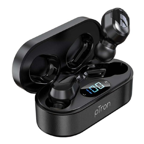 1 - Ptron Bassbuds Plus Wireless Earbuds,  Black 