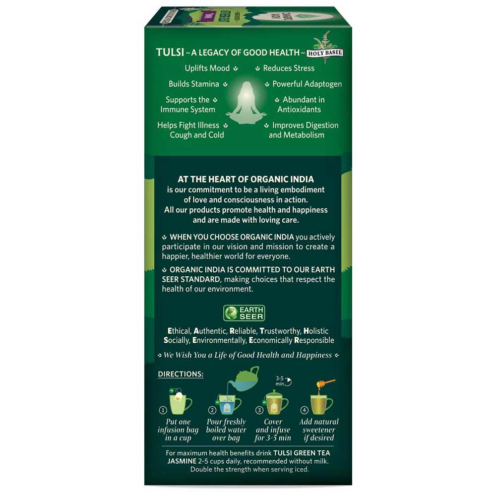 4 - Organic India Tulsi Green Tea,  25 Piece(s)/Pack  Jasmine 