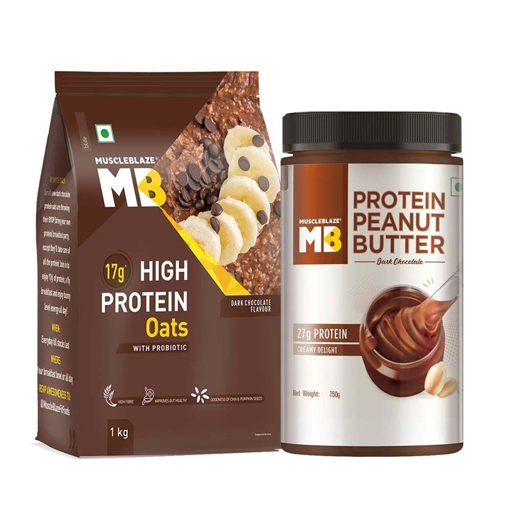 MuscleBlaze High Protein Oats 1 kg & Peanut Butter 0.750 kg Combo