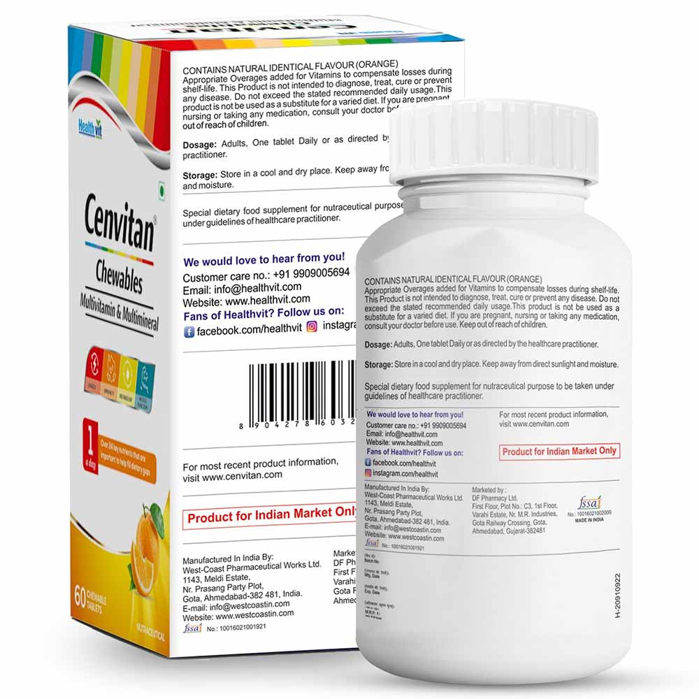 3 - Healthvit Cenvitan Multivitamin & Multimineral,  60 chewable tablet(s)  Orange 