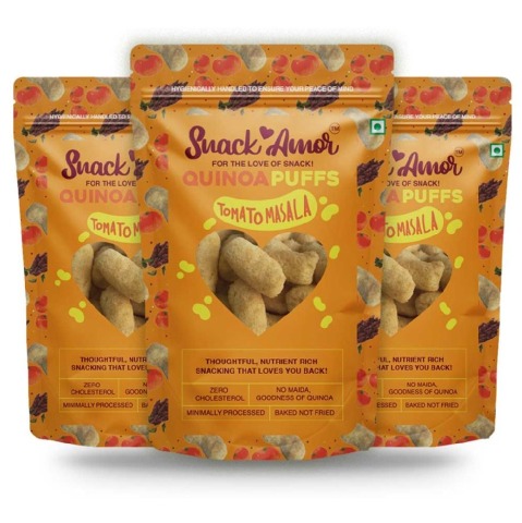 1 - SnackAmor Quinoa Puffs,  Tomato Masala (Pack of 3)  50 g 