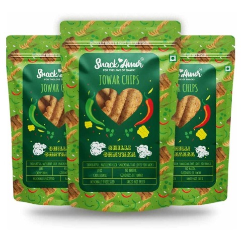 1 - SnackAmor Jowar Chips, Chilli Chataka (Pack of 3) 50 g