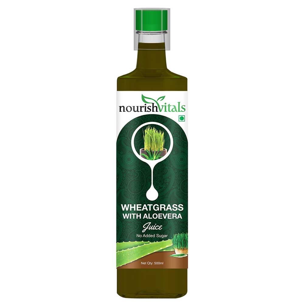NourishVitals WheatGrass & Aloevera Juice,  Unflavoured (Pack of 2)  0.5 L 