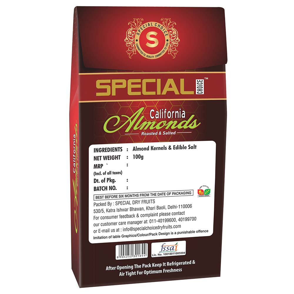 2 - Special Choice California Almonds,  100 g  Roasted & Salted (Pack of 4) 
