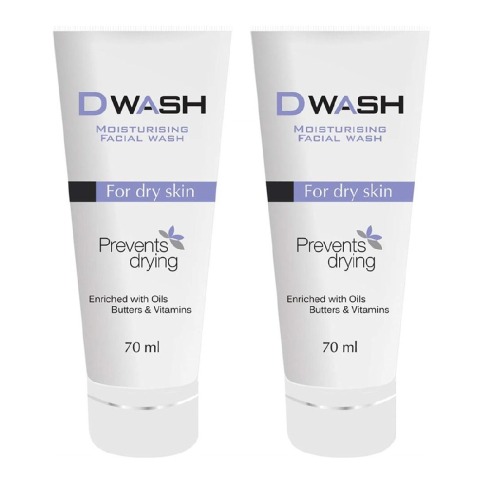 1 - Dwash Moisturising Facial Wash,  70 ml  for Dry Skin (Pack of 2) 