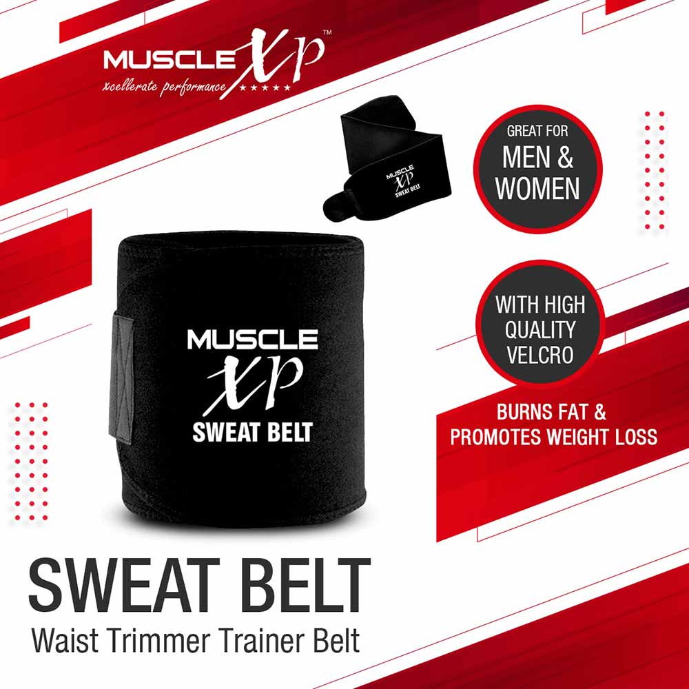 3 - MuscleXP Sweat Belt,  Black  46 inches 