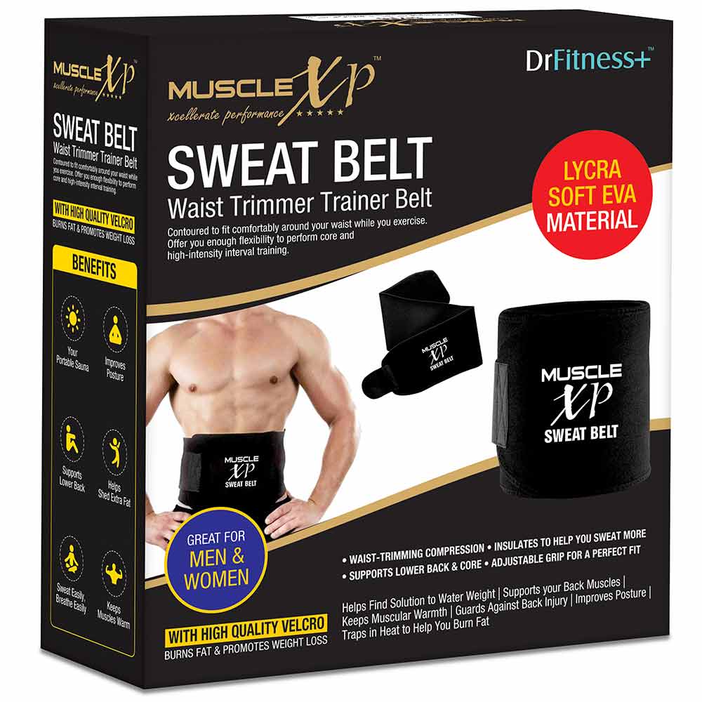 9 - MuscleXP Sweat Belt,  Black  46 inches 