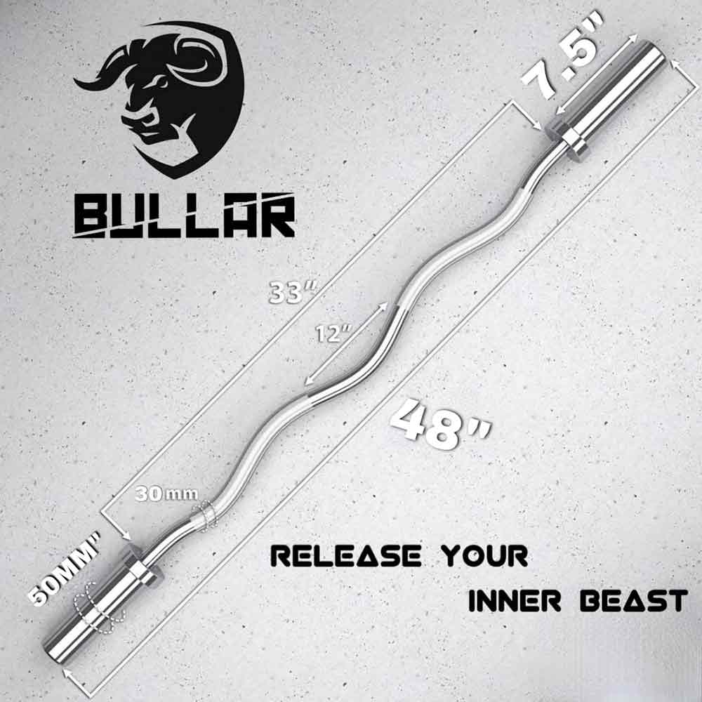 2 - BULLAR 4 Feet Olympic Barbell Rod,  Silver (Spring Lock) 