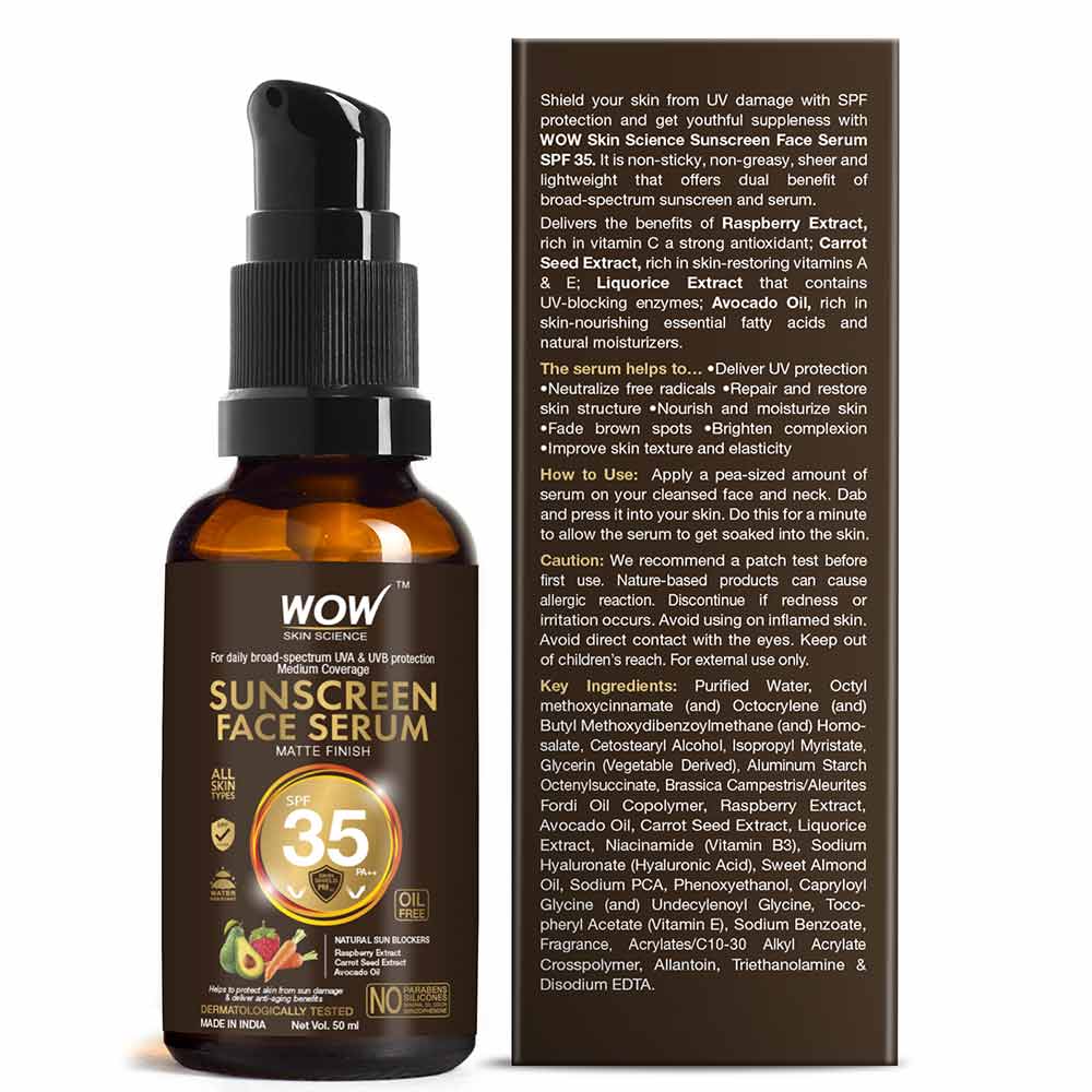 3 - WOW Skin Science Matte Finish Sunscreen Face Serum,  50 ml  SPF 35 PA++ 