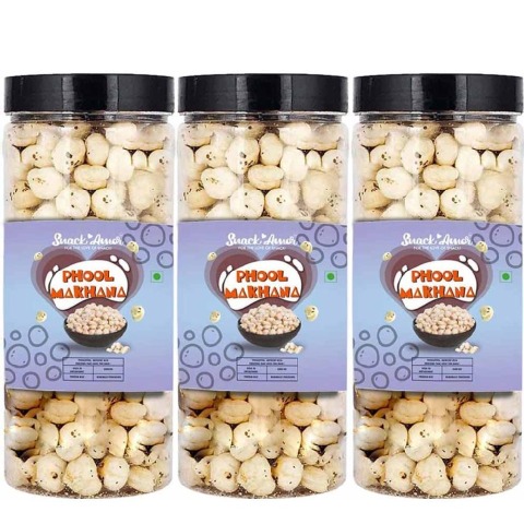 SnackAmor Phool Makhana, Unflavoured (Pack of 3) 125 g
