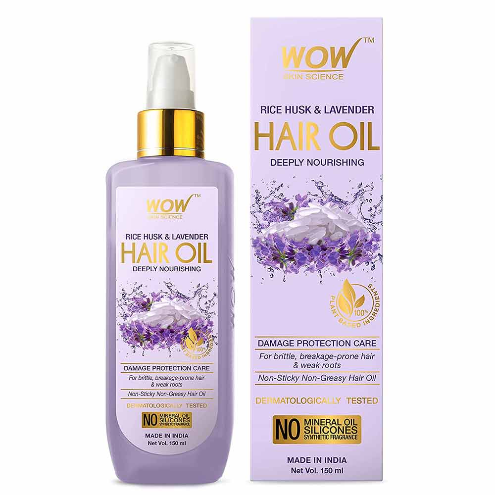 1 - WOW Skin Science Rice Husk & Lavender Hair Oil,  150 ml  Damage Protection Care 