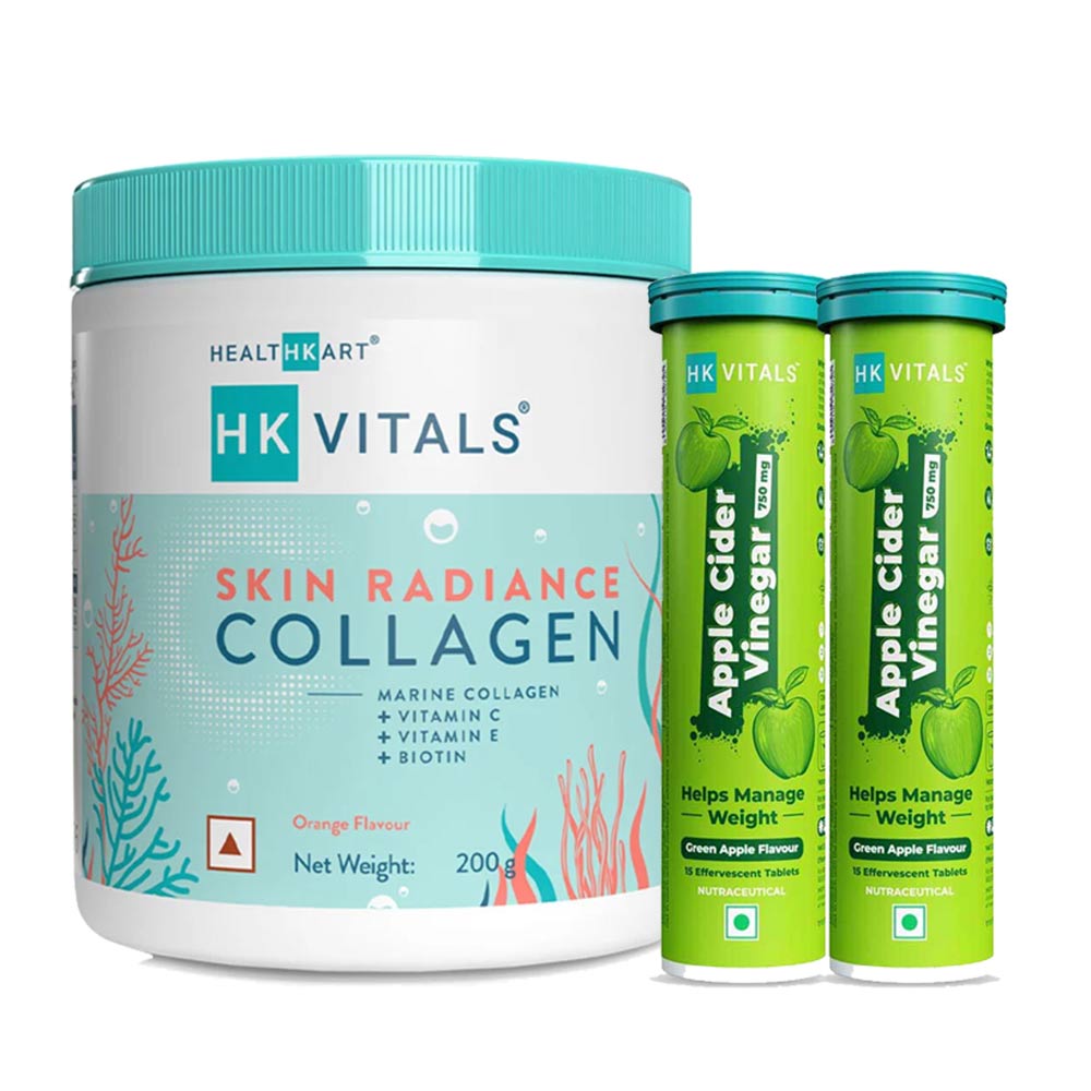HK Vitals Skin Radiance Collagen & ACV 750 mg Effervescent 30 Tabs Combo by HealthKart