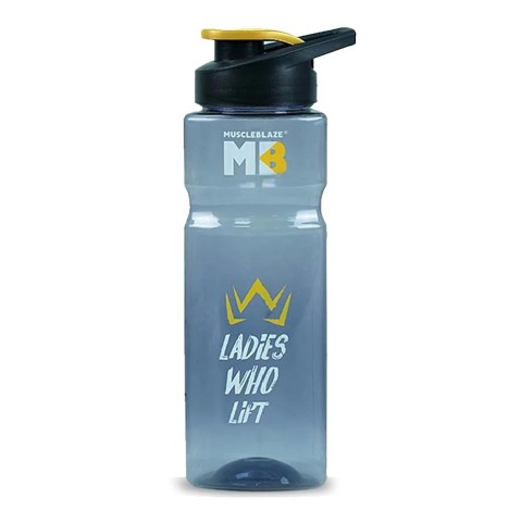 MuscleBlaze LWL Sipper Bottle, Black with Yellow Lid 500 ml