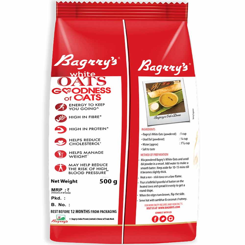2 - Bagrrys White Oats Pouch,  500 g  Unflavoured 