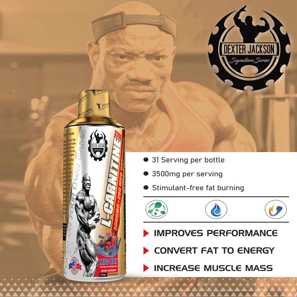 3 - Dexter Jackson L-Carnitine 3200,  473.28 ml  Mixed Berry 
