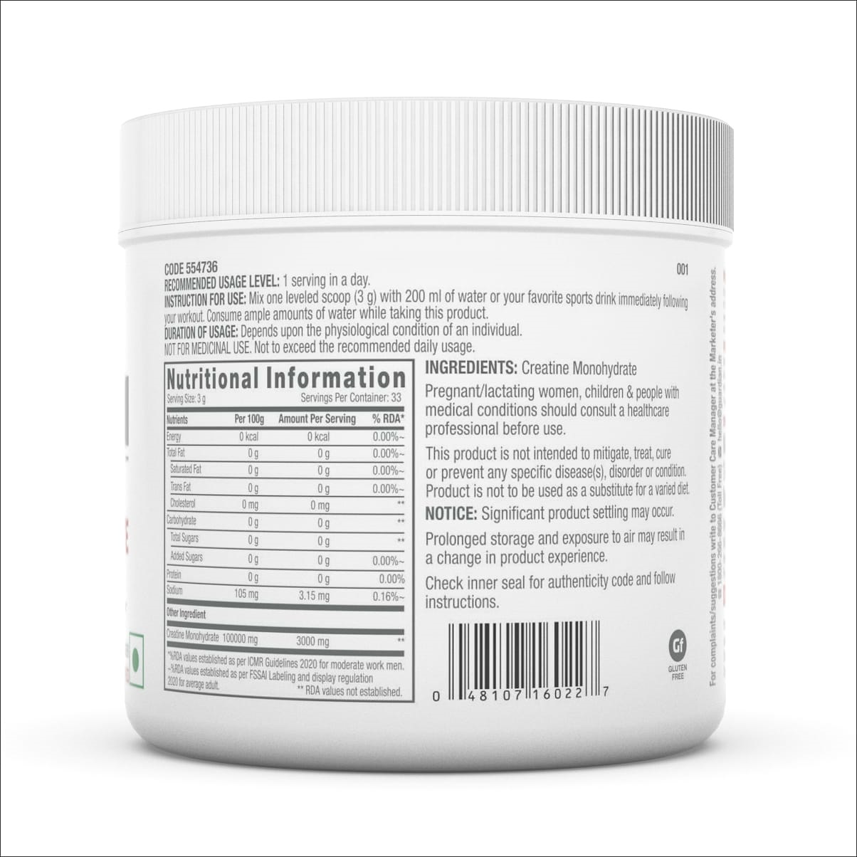 4 - GNC Amp Gold Series 100% Whey Protein Advanced 2lb & Creatine Monohydrate 0.22lb Combo,  2 Piece(s)/Pack  Vanila Ice Cream & Unflavoured 