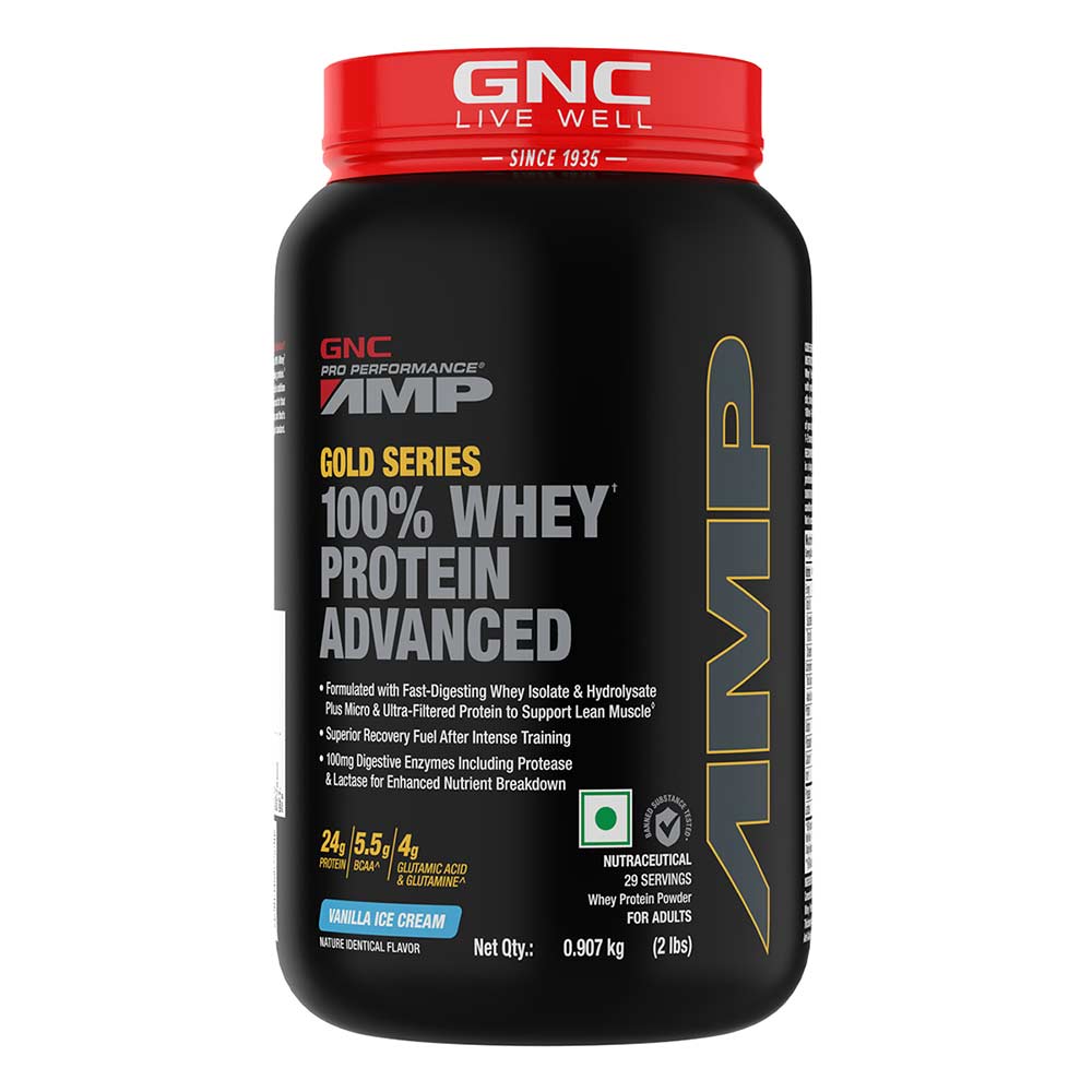 7 - GNC Amp Gold Series 100% Whey Protein Advanced 2lb & Creatine Monohydrate 0.22lb Combo,  2 Piece(s)/Pack  Vanila Ice Cream & Unflavoured 