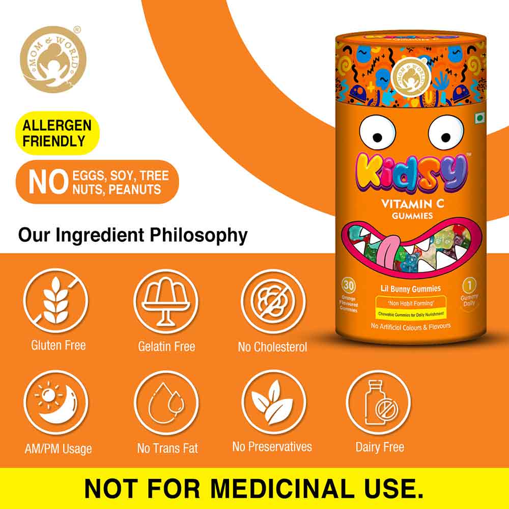 6 - Mom & World Kidsy Vitamin C,  30 gummies  Orange 