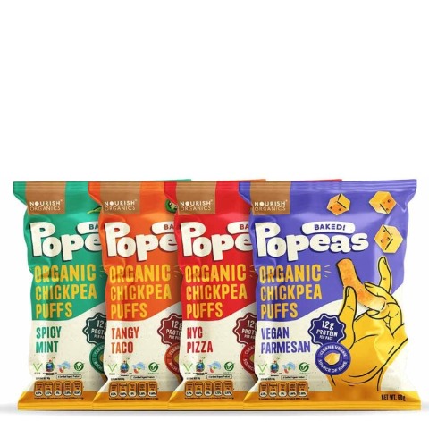 1 - Nourish Organics Popeas Organic Chickpea Puffs, 4 in 1 Variety Pack 60 g