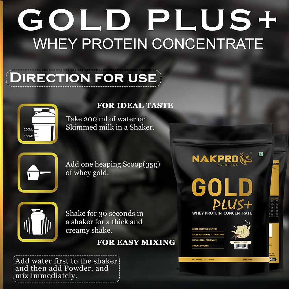 7 - Nakpro Gold Plus+ Whey Protein Concentrate,  2.2 lb  Vanilla 