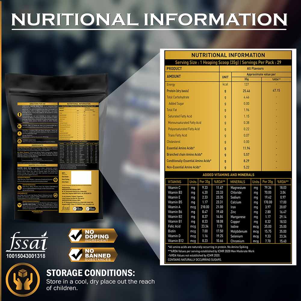 2 - Nakpro Gold Plus+ Whey Protein Concentrate,  2.2 lb  Coffee 