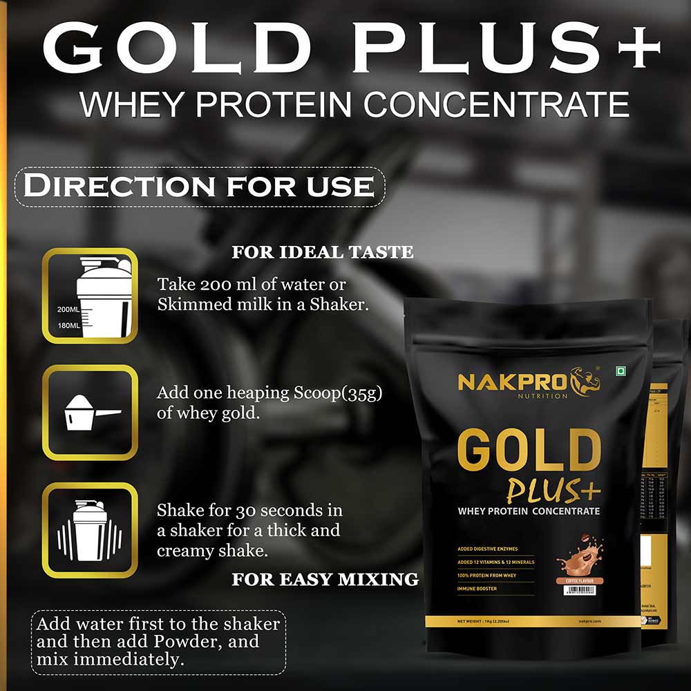 7 - Nakpro Gold Plus+ Whey Protein Concentrate,  2.2 lb  Coffee 
