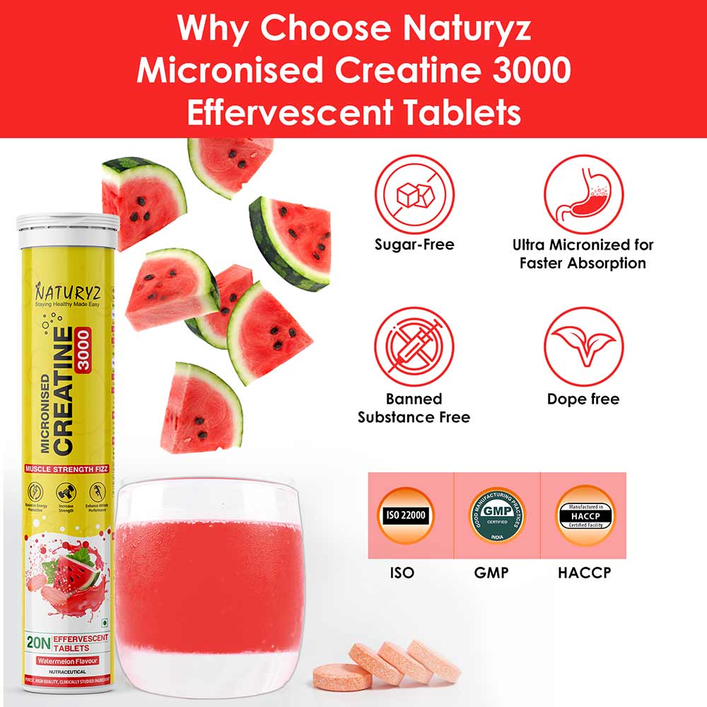 5 - Naturyz Micronized Creatine 3000,  Watermelon  20 tablet(s) 